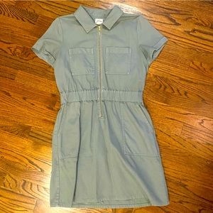 JCrew army green zip up dress size 8